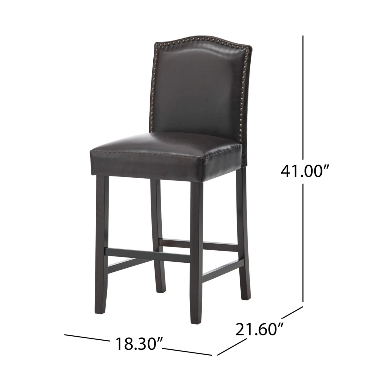 The Pop Home Set of 2, Upholstered Counter Height Barstools with Nailhead Trim-The Pop Home