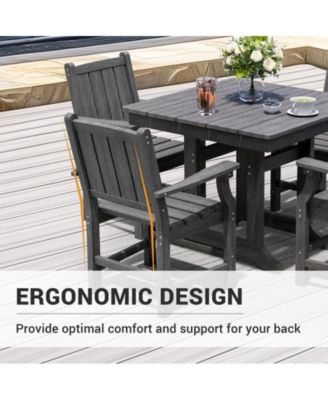 5-Piece HDPE Plastic Patio Outdoor Dining Set with Arm Chairs in Black