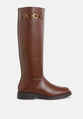 Womens Kiang Metal Chain Link Detail Calf Boots