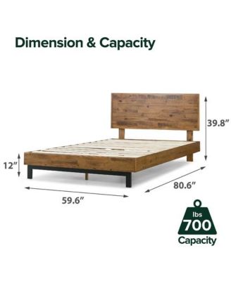 Modern Solid Wood Platform Bed – Adjustable Headboard and Sturdy Slat Support, No Box Spring Required