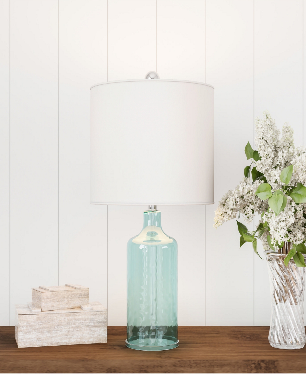 LAVISH HOME 8" CLEAR GLASS OPEN BASE TABLE LAMP 