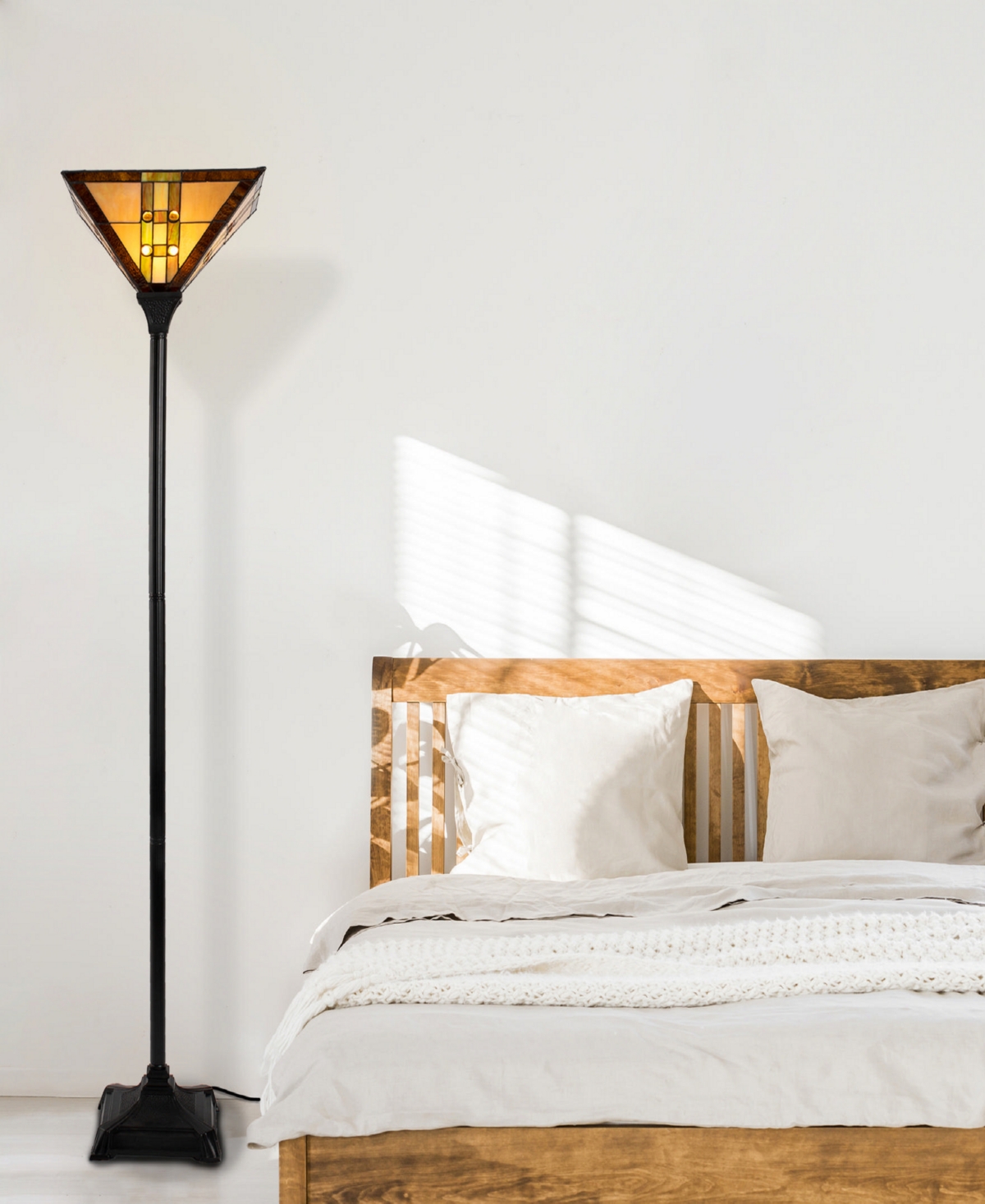 Shop Lavish Home 71" Mission Style Led Banker's Floor Lamp In Brown