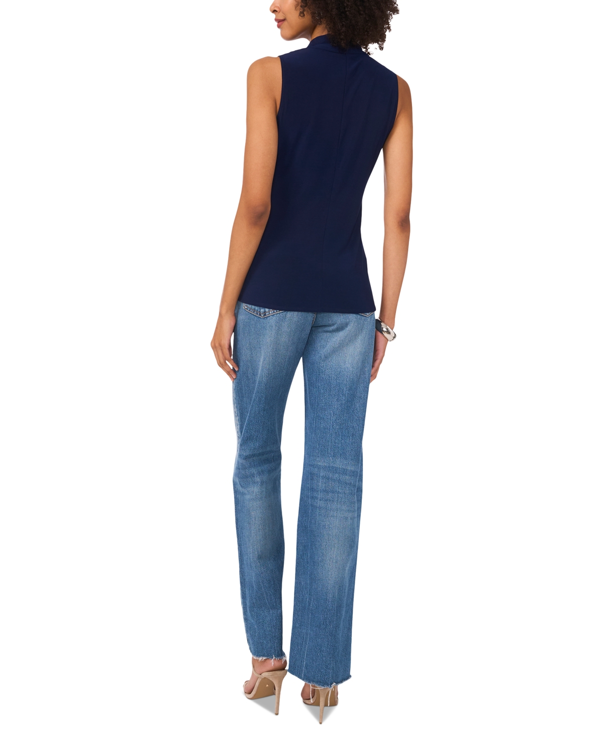 Shop Vince Camuto Women's Crossover Wrap-front Sleeveless Top In Classic Navy