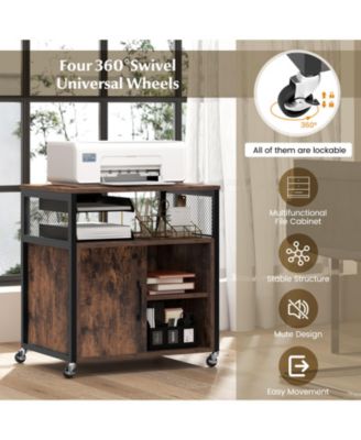 File Cabinet on Wheels with Charging Station and Cable Management Hole