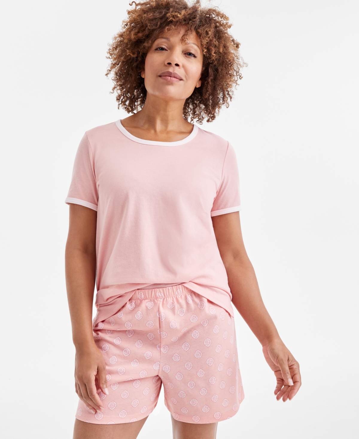 CHARTER CLUB WOMEN'S FLORAL SHORT-SLEEVE PAJAMA SET, EXCLUSIVELY AT MACY'S 