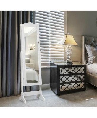 14 LED Jewelry Armoire Cabinet with Full Length Mirror and 4 Tilting Angles