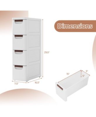 4-Drawer Rolling Organizer Unit Narrow Storage Cabinet with Built-In Wheels for Small Space