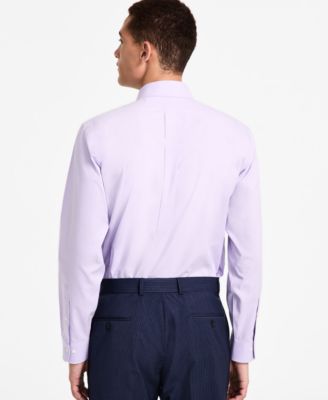 Men's Regular Fit Non-Iron Spread Collar Solid Pinpoint Dress Shirt