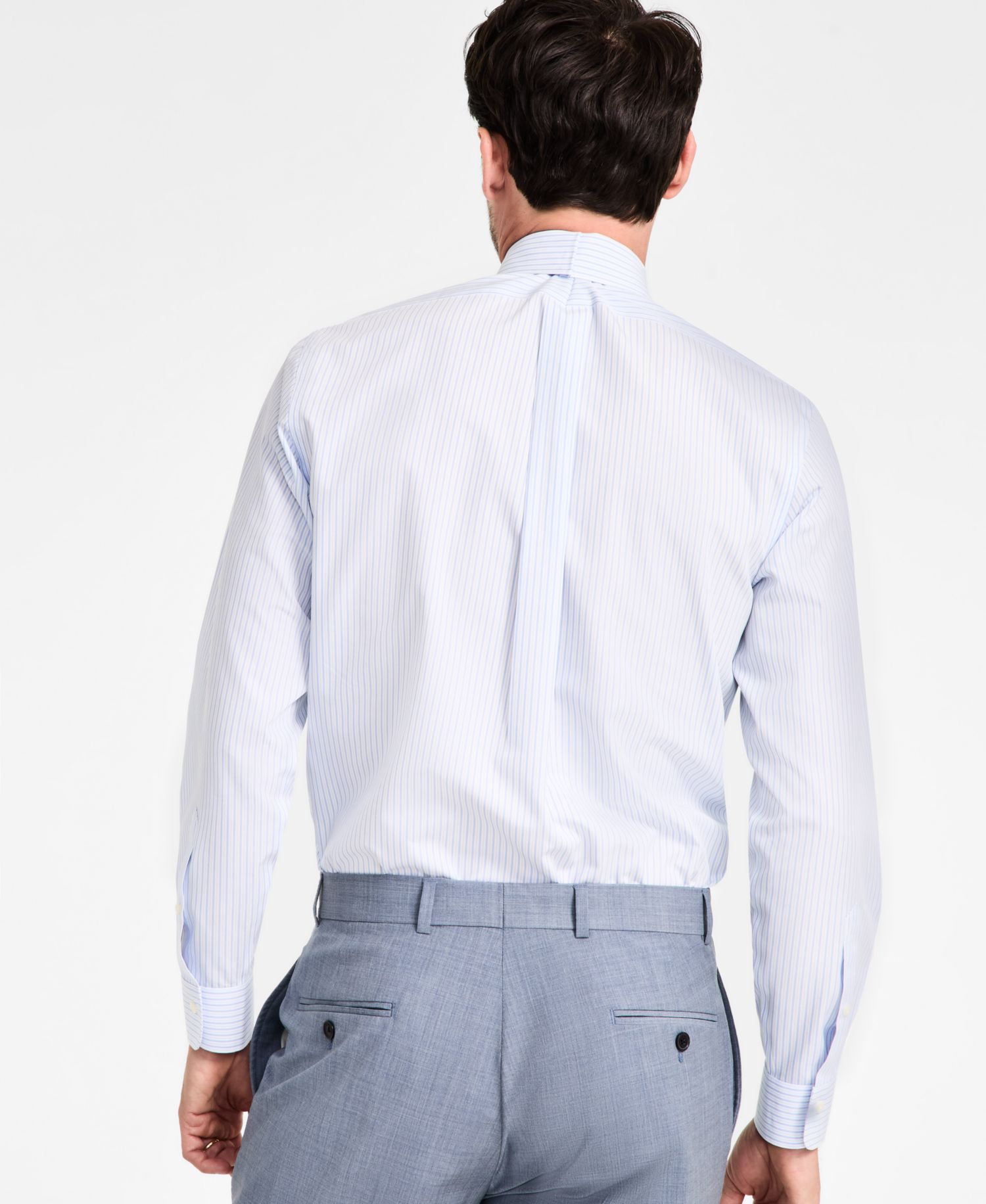 Men's Regular-Fit Non-Iron Spread Collar Stripe Broadcloth Dress Shirt