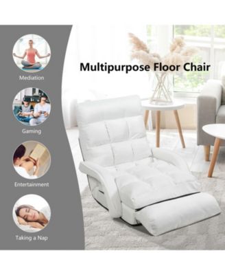 GOUUN Folding Lazy Floor Chair Sofa with Armrests and Pillow
