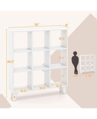 9-Cube Bookcase with 6 Removable Shelves and Raised Support Feet