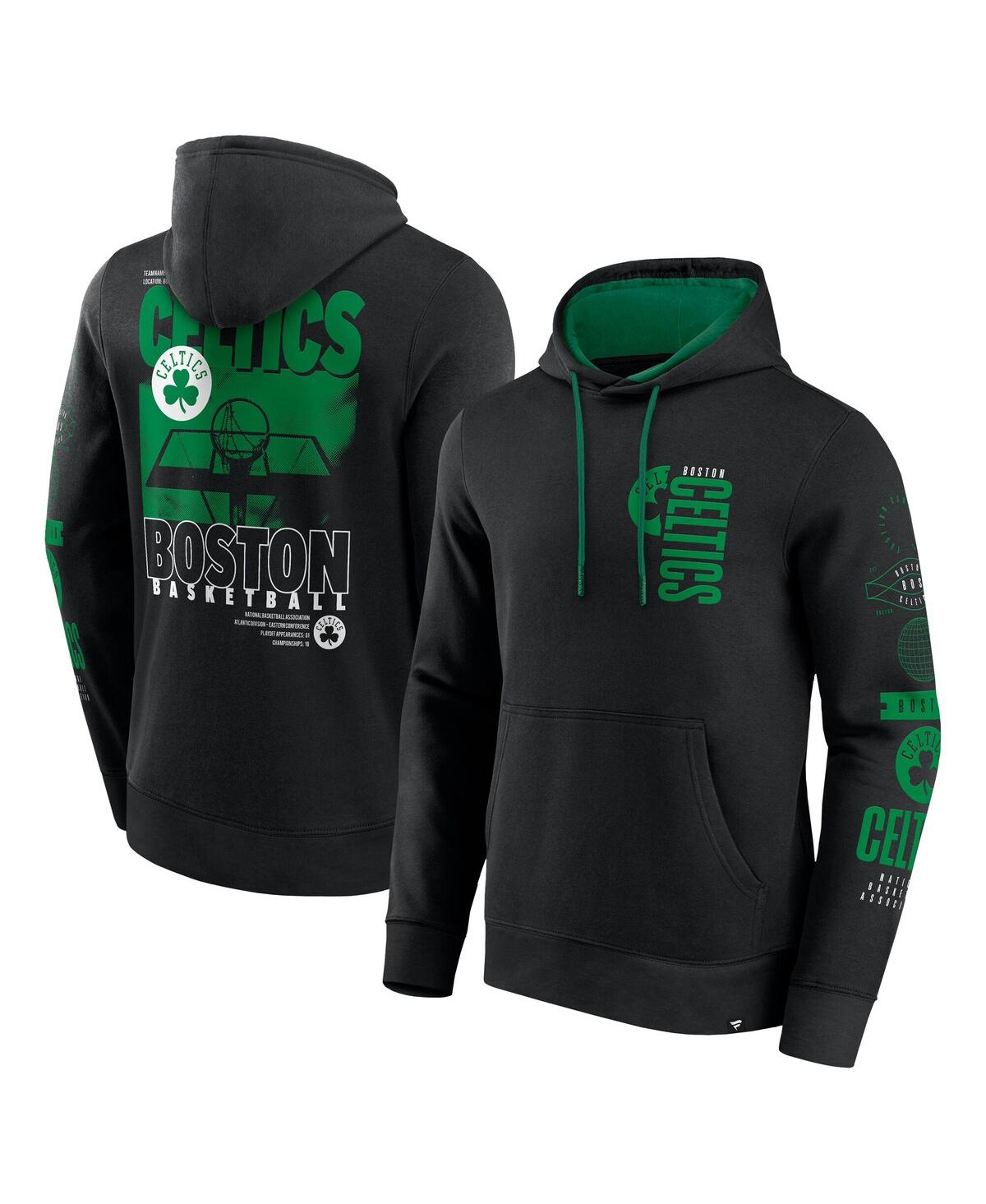 Fanatics Men's Black Boston Celtics Game Time Crossover Pullover Hoodie In Black,kelly Green