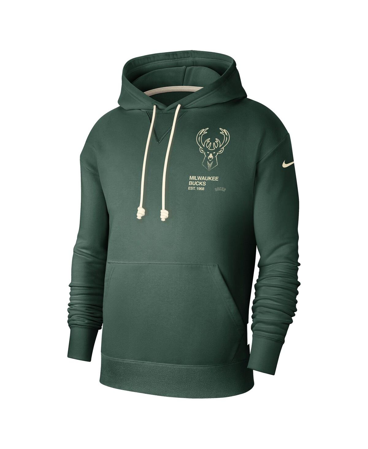 Nike Men's Hunter Green Milwaukee Bucks Courtside Standard Issue Premium Performance Pullover Hoodie In Hunter Green