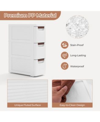 3-Drawer Rolling Organizer Unit Narrow Storage Cabinet with Built-In Wheels for Small Space