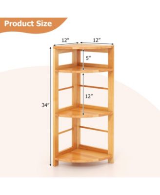 Rubber Wood Frame with Anti-Toppling Kit 4-Tier Corner Shelf