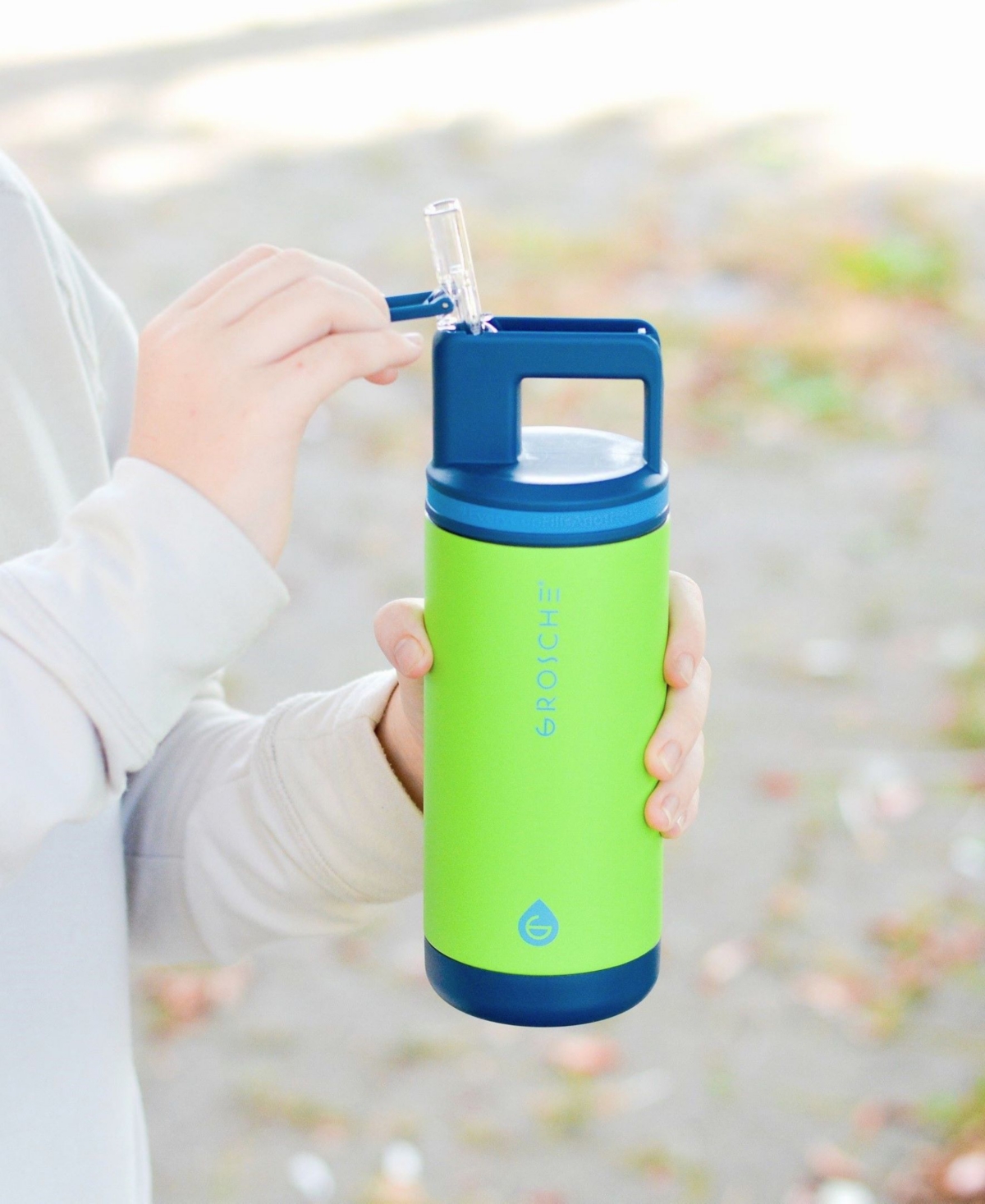 Grosche Alpine Flip 'n Sip 2-pc. Kids Insulated Water Bottle With Straw In Blue,green