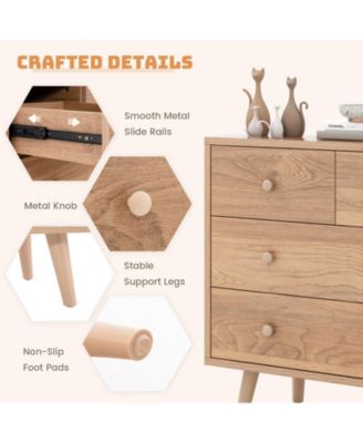 4-Drawer Dresser Cabinet Storage Organizer Rubber Leg with Rail