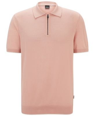 Men's Linen-Blend Zip-Neck Knit Polo