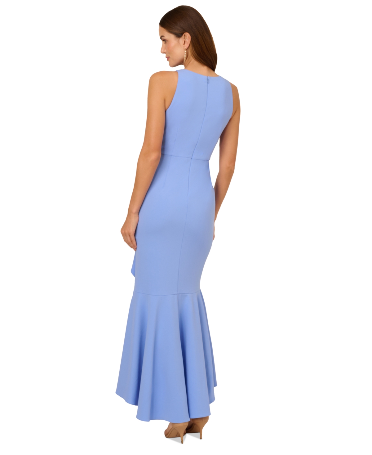 ADRIANNA PAPELL WOMEN'S CASCADING-RUFFLE CREPE GOWN 