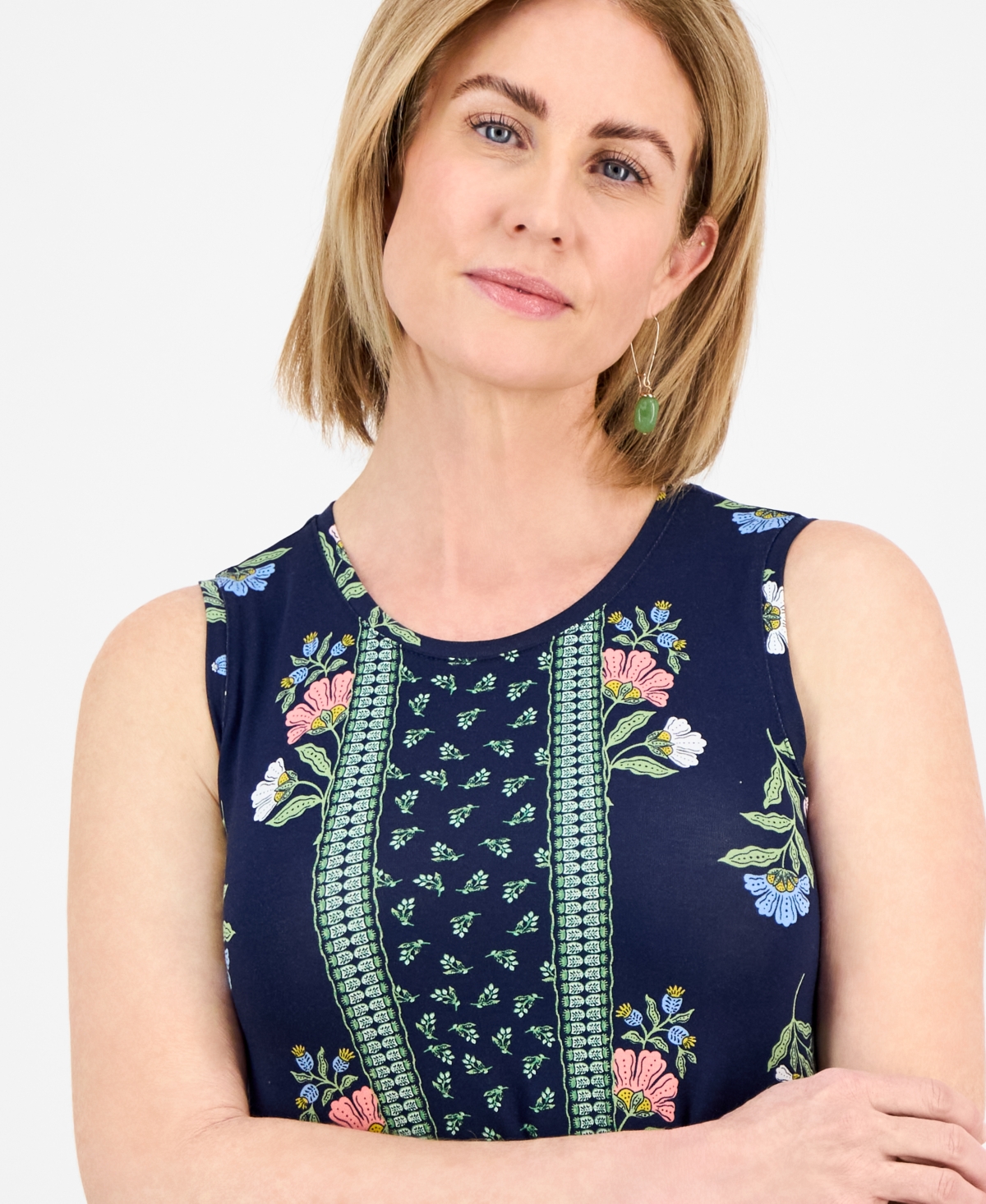 Style & Co Petite Floral-print Sleeveless Flip-flop Dress, Exclusively At Macy's In Runway Flr Blue