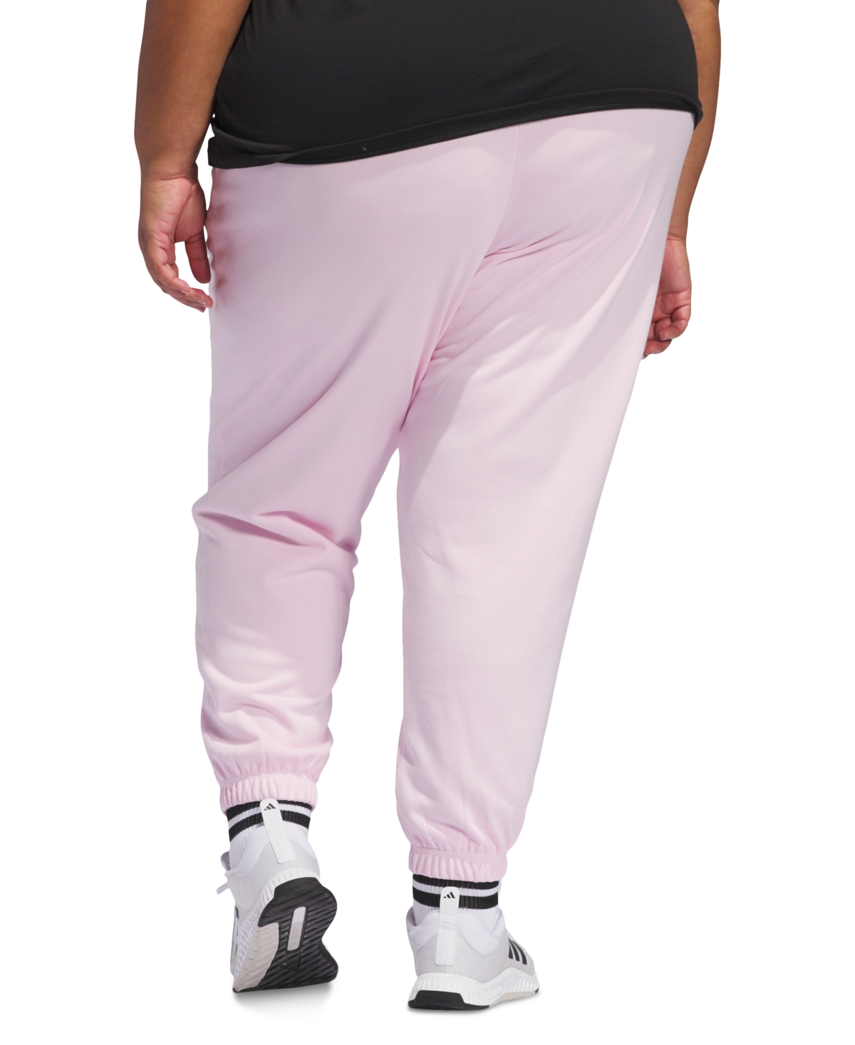 Shop Adidas Originals Plus Size Essentials Full-length Drawstring Joggers In Clpink,whi