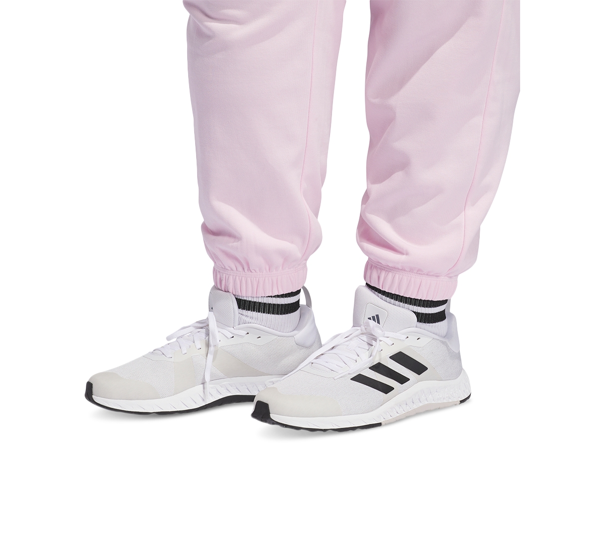 Shop Adidas Originals Plus Size Essentials Full-length Drawstring Joggers In Clpink,whi