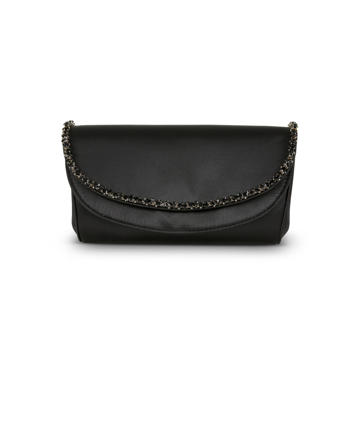 Woman's Talia Double Flap Clutch with Crystal Necklace - Black