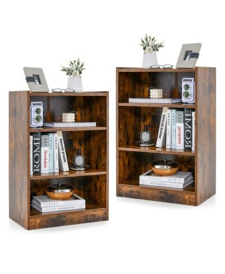 3-Tier Bookcase Open Display Rack Cabinet with Adjustable Shelves