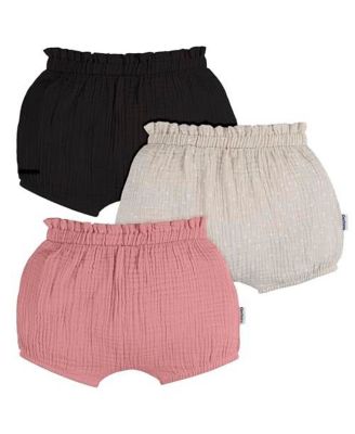 Baby Girls Gauze Bubble Shorts, 3-Pack