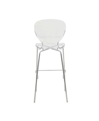 Oyster Acrylic Barstool with Steel Frame in Chrome Finish