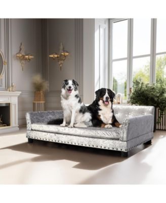 Dog Sofa Lounge Bed Dutch Velvet Upholstered Pet Couch Bed Removable Cushion