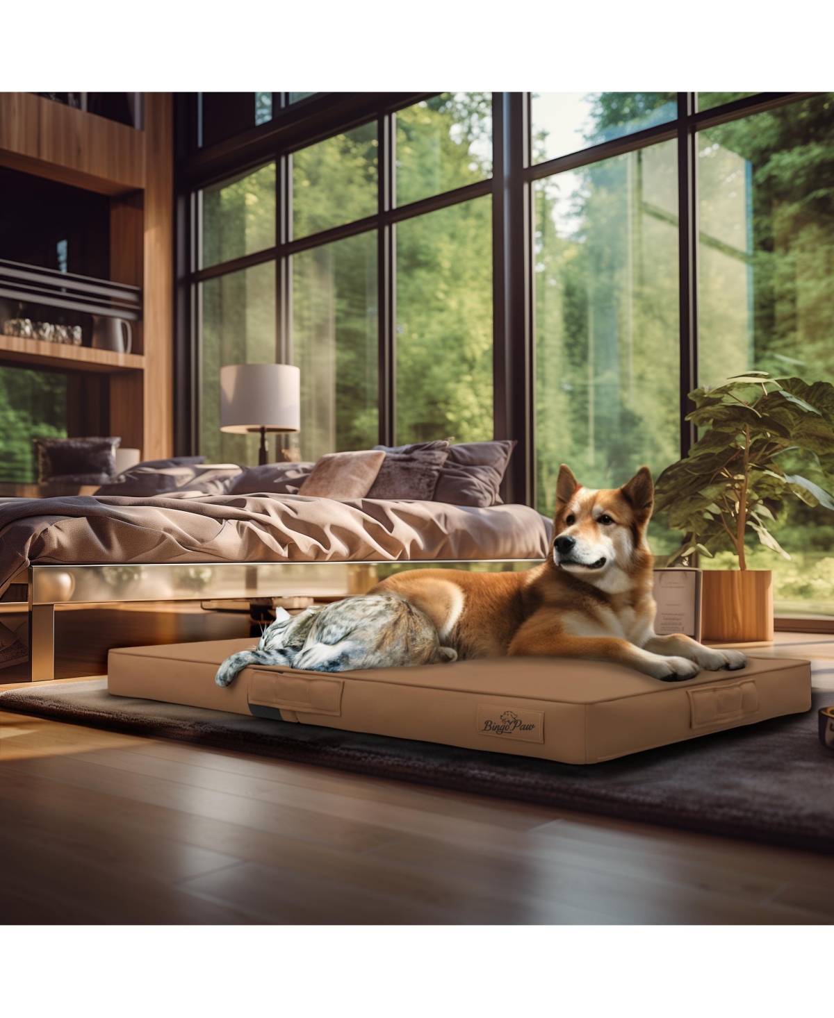 Bingopaw Shape Microfiber Silicone Leather Washable Pet Dog Bed Foldable Large Sleeping Pad Mat