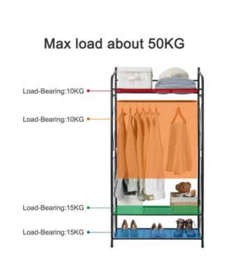 Metal Clothes Rack: Garment Hanging Storage Shelf Shoes Stand for Bedroom Living Room