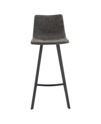Elland Modern Upholstered Leather Bar Stool With Iron Legs & Footrest Set of 2