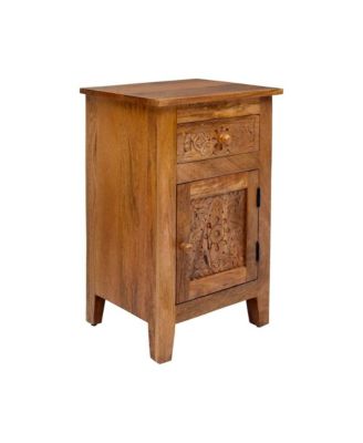 Global Archive Hand Carved Mango Wood Accent Table