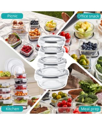 Glass Food Storage Containers with Lids - Airtight, Microwave, Fridge, Dishwasher, Oven Safe, BPA-Free, Stackable, Meal Prep Containers