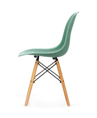 Set of 2  Mesh Design Seat with Wooden Legs  Modern Style, Lightweight DSW Dining Chair