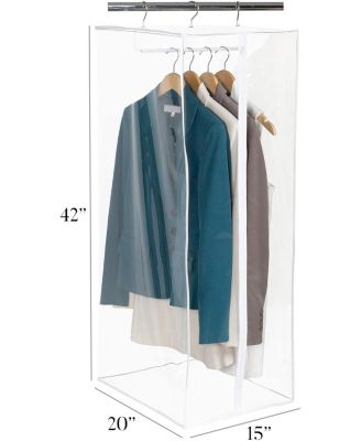 Garment Bag - Hanging Closet Organizer 42" - Zippered Cover with Rod