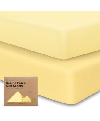 2pk Soothe Fitted Crib Sheets Neutral, Baby Crib Sheets, Fits Standard Nursery Baby Mattress