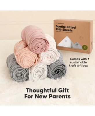 2pk Soothe Fitted Crib Sheets Neutral, Baby Crib Sheets, Fits Standard Nursery Baby Mattress