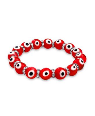 Turkish Turquoise Blue Evil Eye Glass Bead Stretch Bracelet Crystal Rondelle Spacers Protection Gift