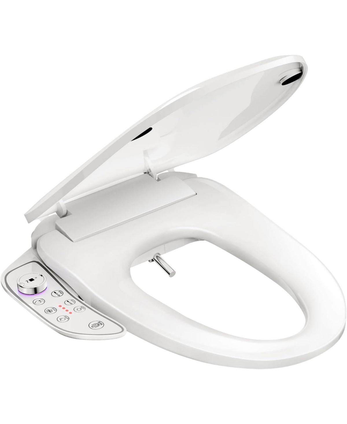 Electric Bidet Toilet Seat with Side Panel, Elongated Heated Toilet Seat - White