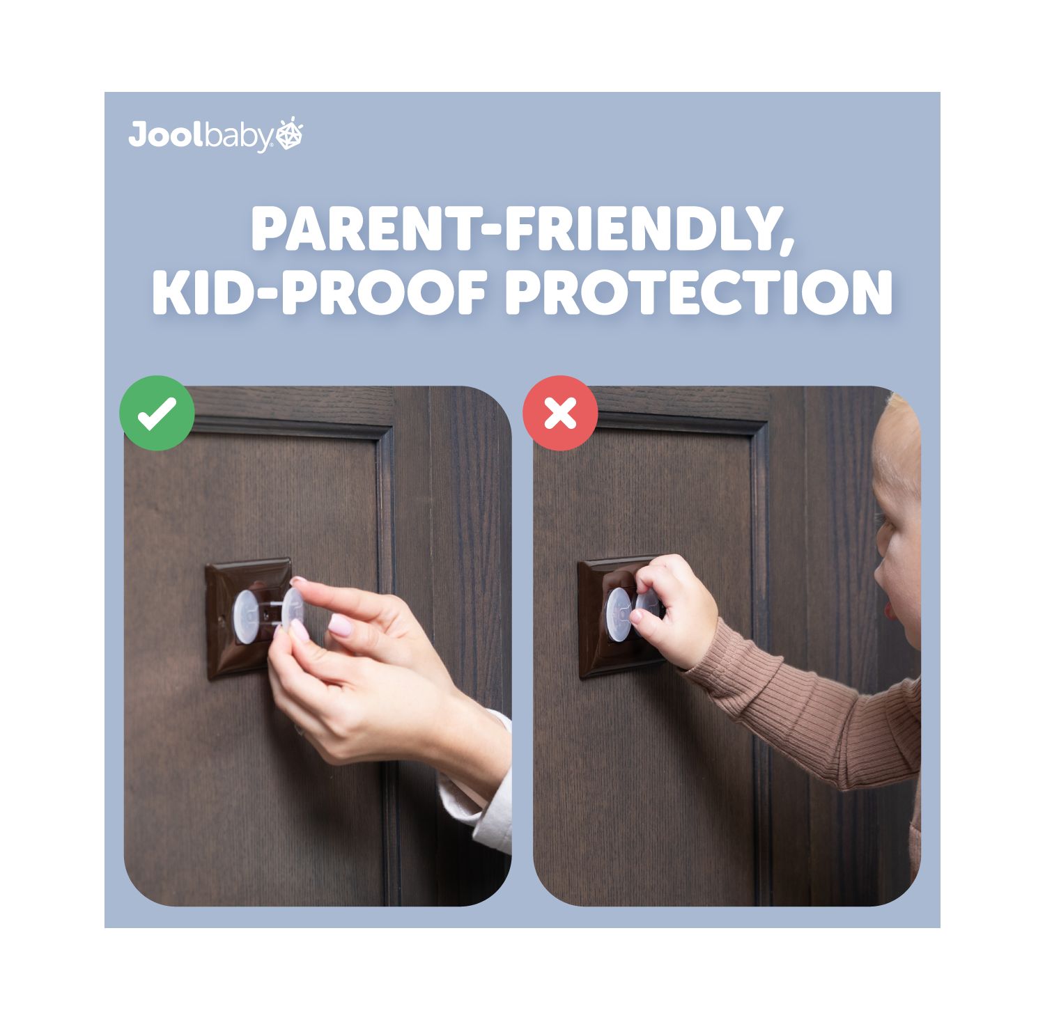 Toddler Jool Outlet Covers (32 Pack) Safety - Easy Adult Removal, Plug Protectors Proofing Electric Sockets - Transparent Design