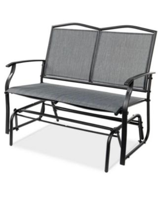 Outdoor 2-Seater Mesh Loveseat Swing Glider Chair with Armrests