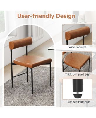 set of 4 dining chairs faux leather upholstered kitchen side chairs with curved backrest
