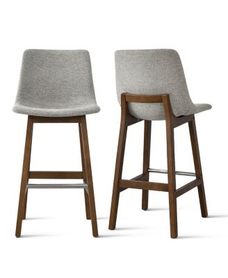 Set of 2 Upholstered Bar Stools with Solid Wood Legs, Modern Counter Height Chairs for Kitchen Island, Bar, or Dining Room-Maison Boucle