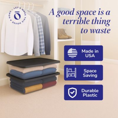 41 Quart Stackable Plastic Storage Containers with Snap-Close Lid, (2 Pack