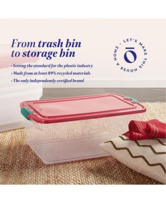 64 Qt Holiday Seasonal Decor Plastic Storage Bin with Latching Lid, 6 Pack