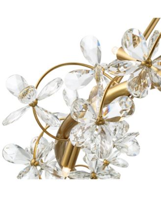 Carrine 31 1/2" Modern Pendant Chandelier Ceiling Light Fixture Dining Room Over Table Flower Soft Gold Finish Crystal