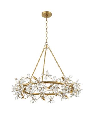 Carrine 31 1/2" Modern Pendant Chandelier Ceiling Light Fixture Dining Room Over Table Flower Soft Gold Finish Crystal